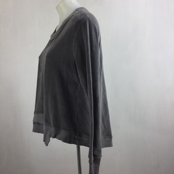 WILT Sweatshirt Velour Long Sleeve Asymmetrical Charcoal Gray XS - Picture 2 of 12